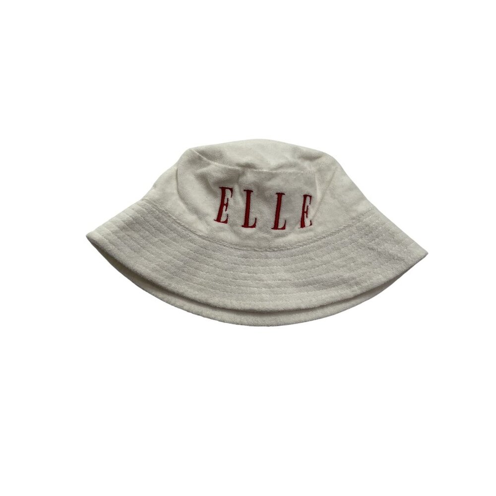 ELLE Bucket Hat in White Red